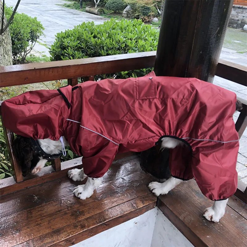 Outdoor Large Dog Raincoat Waterproof big Clothes Coat hoodie Rain Jacket Reflective Medium dog poncho Breathable mesh | Дом и сад