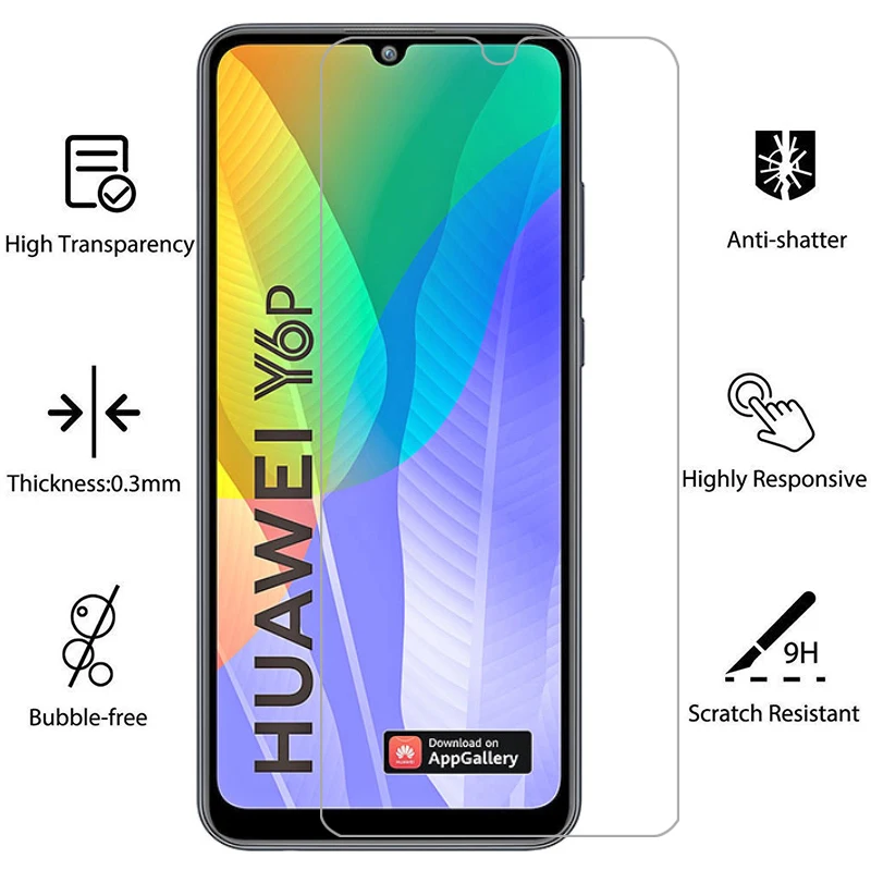 Защитное стекло закаленное для Huawei Y5p Y6p Y7p Y6s Y8s Y9s 2 шт. | Мобильные телефоны и