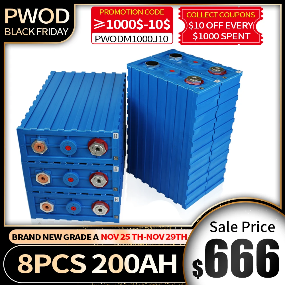 

Аккумулятор PWOD, 8 шт., Lifepo4, 3,2 в, 4000 А · ч, 12 В, подходит для длительного использования на солнечных батареях, циклов, не облагается налогом в ЕС, ...