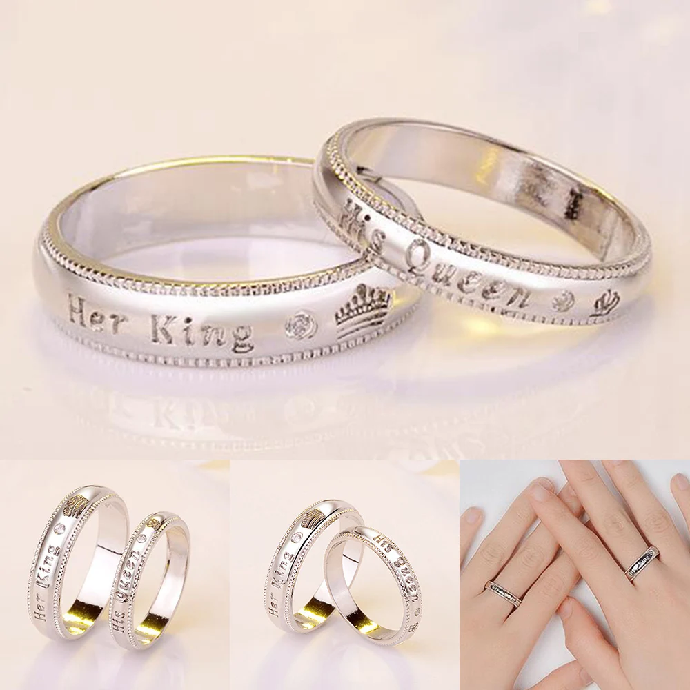 Ее король и его королева пара обручальное кольцо из нержавеющей стали юбилей