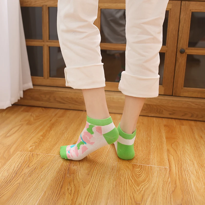 1/5 пар Модные забавные женские носки Красивые с цветочным узором Яркие для
