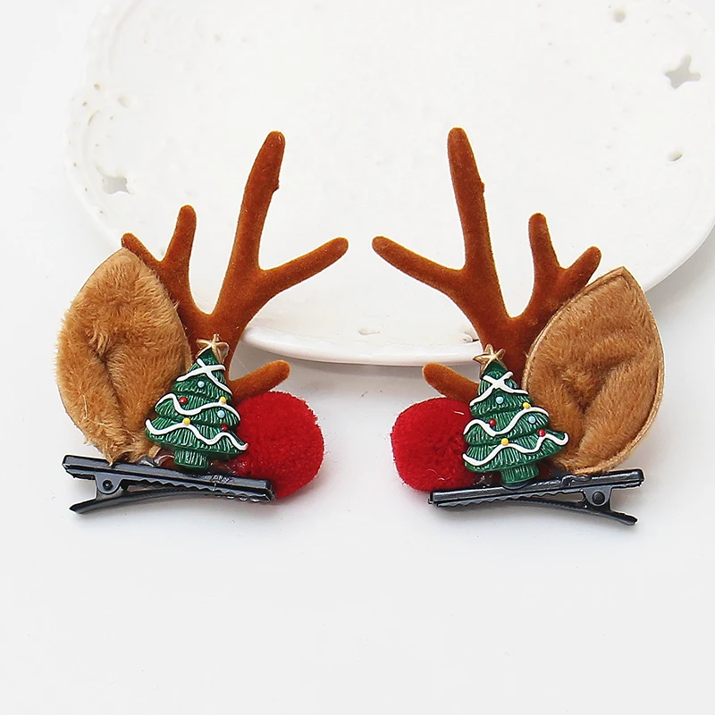 2 шт./лот милые оленьи рога для волос заколки девочек очаровательные меховые