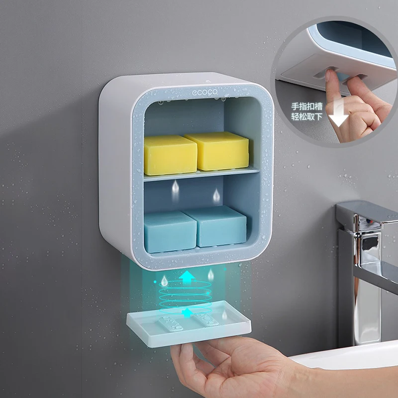 ecoco portable soap dishes for a bathroom wall mounted soap holder organizer plastic double storage rack bathroom accessories free global shipping