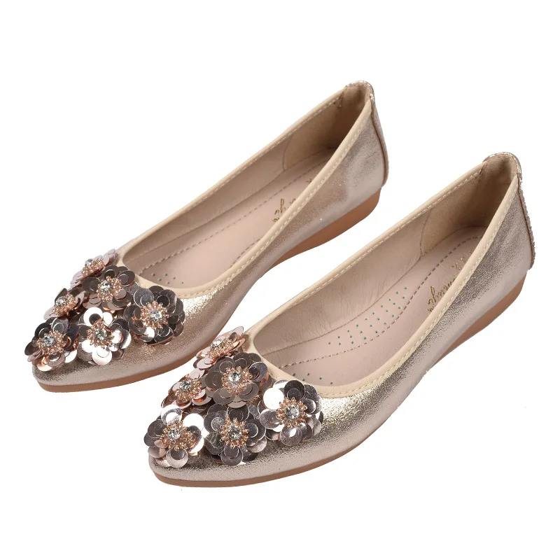 Flowers Women's Shoes Flats Casual Shoes Woman Loafers Fashion Pointed Shallow Slip-on Luxury Elegant Plus Size 44 High Quality