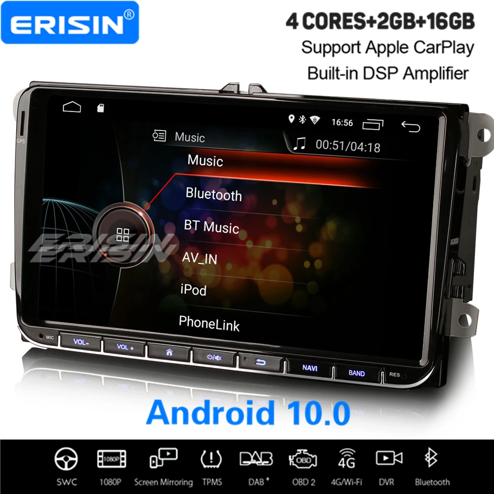 Erisin 9 "Android 10 0 DSP автомобильное стерео Carplay BT DAB + WiFi USB Navi для VW Golf 5/6 Passat Polo T5 Tiguan Caddy