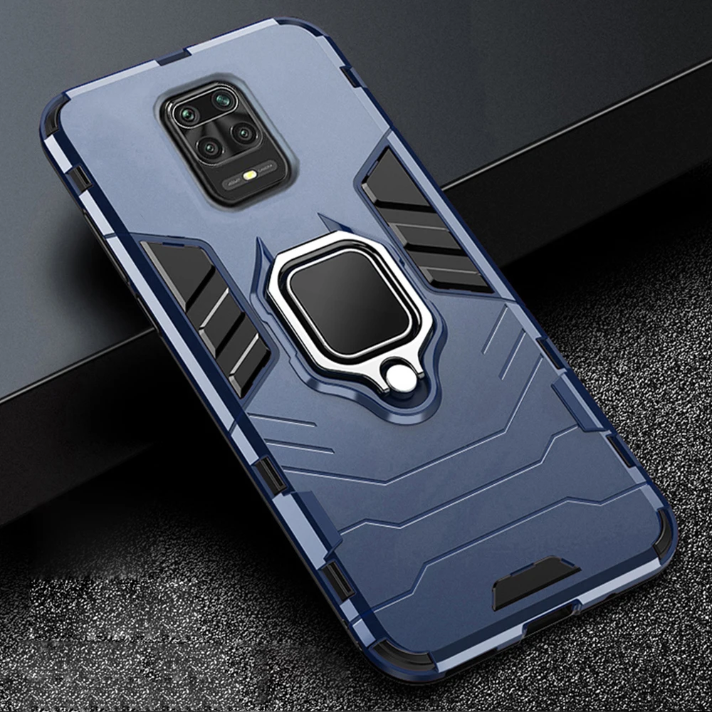 

For Xiaomi Redmi Note 9s 9 s Case Armor PC Cover Metal Ring Holder Phone Case For Redmi Note 9 Pro Cover Shockproof Hard Bumper