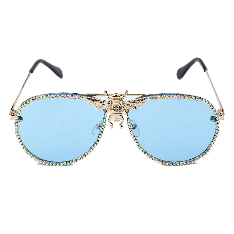 

2021 new metal handmade chain bee Sunglasses European and American fashion trend new sunglasses