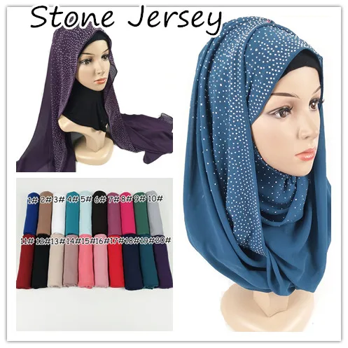

D8 10pcs High quality diamond jersey hijab shawl scarf lady scarf/scarves plain maxi wrap headband