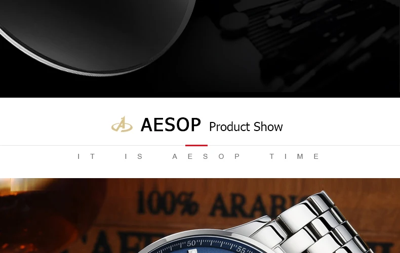 AESOP Топ автоматические механические часы для мужчин Роскошные мужские наручные часы из нержавеющей стали мужские часы Relogio Masculino