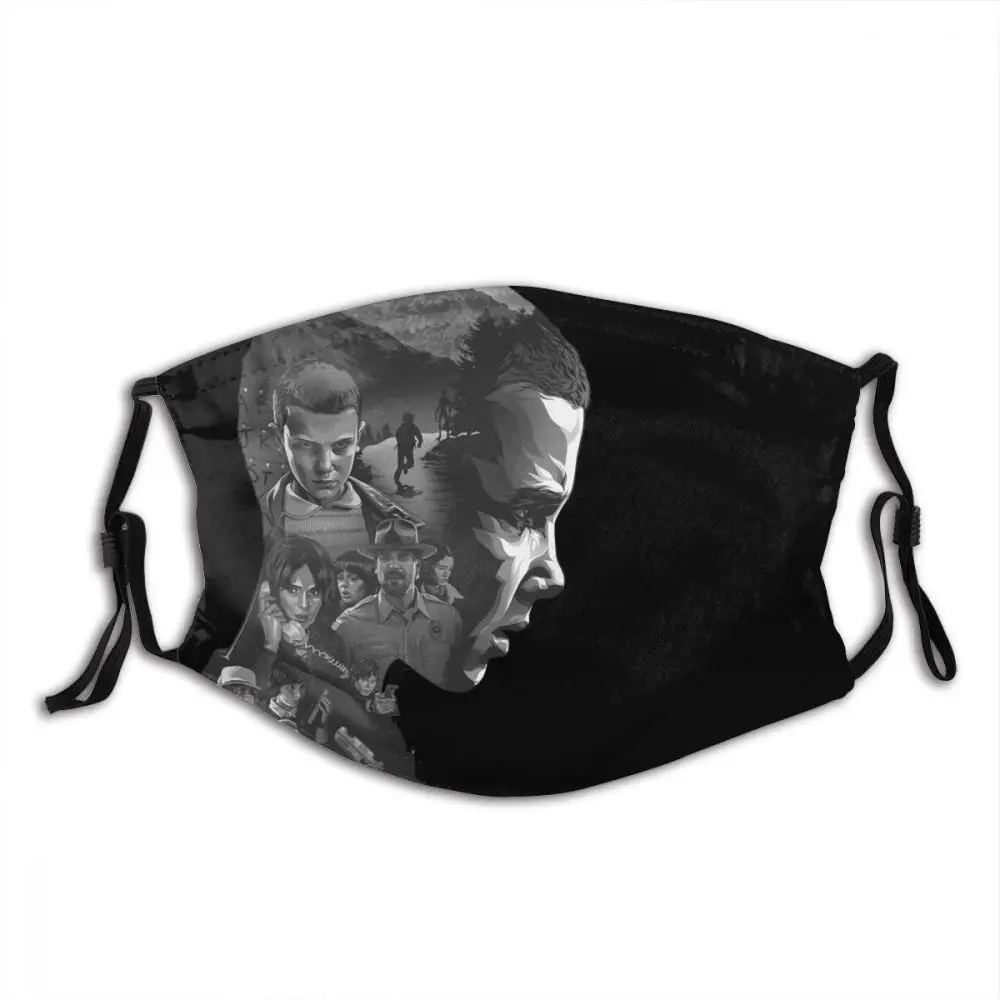 

Stranger Things Non-Disposable Mouth Face Mask One Piece Anti Haze Dust Mask With Filters Protection Mask Respirator Muffle