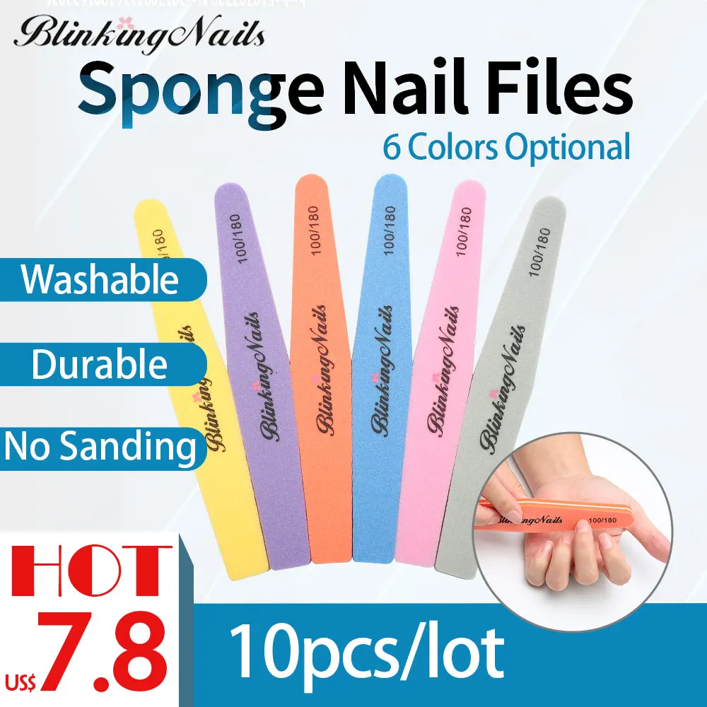 BlinkingNails 10 шт. профессиональная пилка для ногтей 180/100 Губка полировки блок