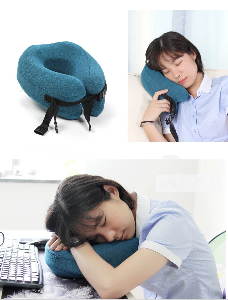 Neck Adjustable U Shape Memory Foam Travel Pillow Foldable Head Chin Support Cushion for Sleeping on Airplane Car | Красота и