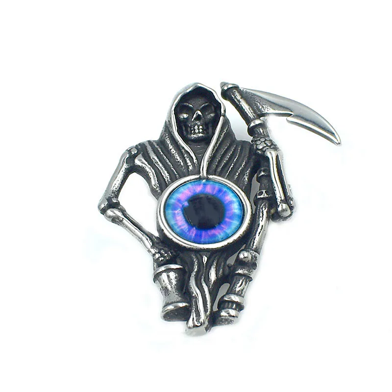 

Punk 316L Stainless Steel Necklace Pendant Grim Reaper Scythe Demon Eye Charm Necklace Pendant Rock Hip Hop Jewelry Accessories