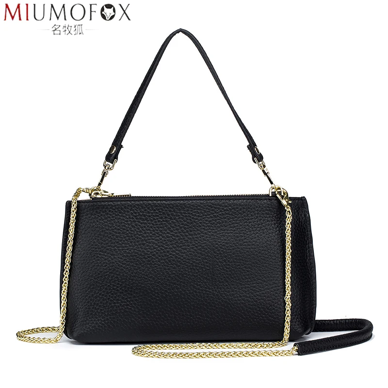 

Genuine Leather Shoulder Bags for Women Small Handbag 3 Layer Pocket Large Capacity Women Bag Simple Design Purses and Handbags