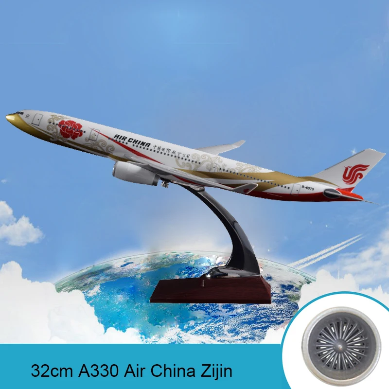 

32cm A330 Air China Resin Airbus Model Purple Gold Airlines Airplane Model Decoration Aircrafts Plane Airways Model