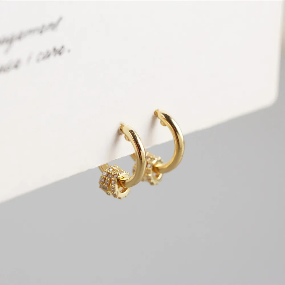 

Small Circle Rhinestone Earrings 925 Sterling Silver Two Wear Methods Earrings Women Unique Design Fashion Light Luxury Jewelry