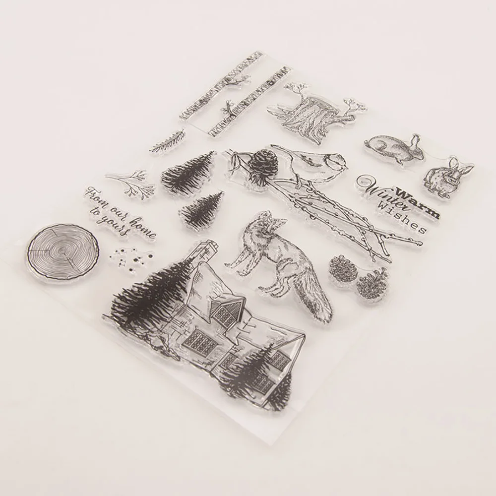 Зимние Животные прозрачный силиконовый штамп для скрапбукинга карты бумаги