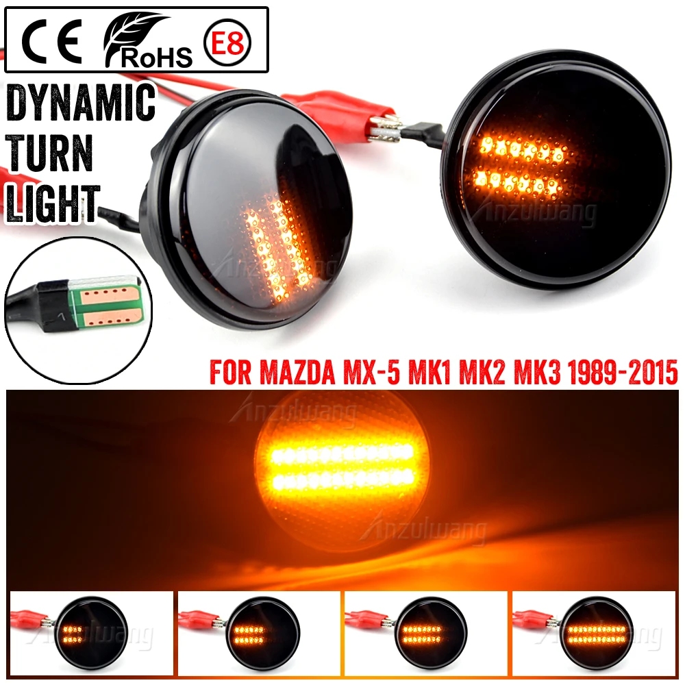 

2Pcs Led Dynamic Arrow Blinker Indicator Side Marker Turn Signal Light For Mazda MX5 MX-5 Mk1 Mk2 Mk3 1989-2015 NA NB NC Canbus