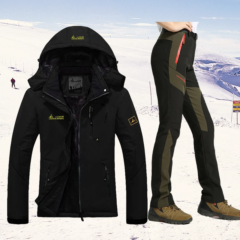 Женский зимний лыжный костюм Высококачественная лыжная куртка и теплые штаны