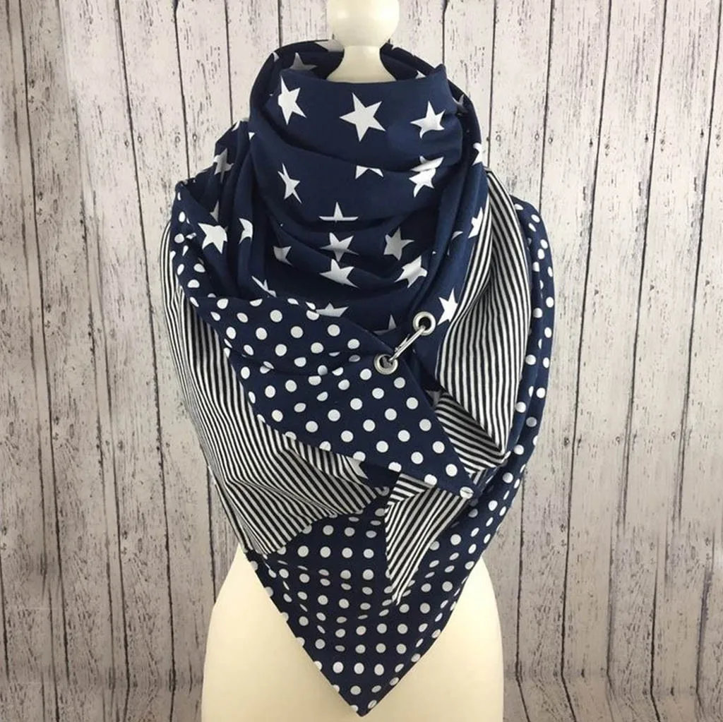 2020 шарф женский модный однотонный мягкий на пуговицах со звездами повседневные