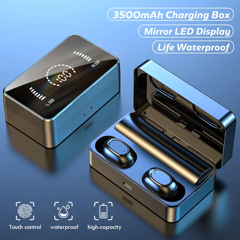 TWS стереонаушники с поддержкой Bluetooth и зарядным футляром на 3500 мА · ч|Наушники