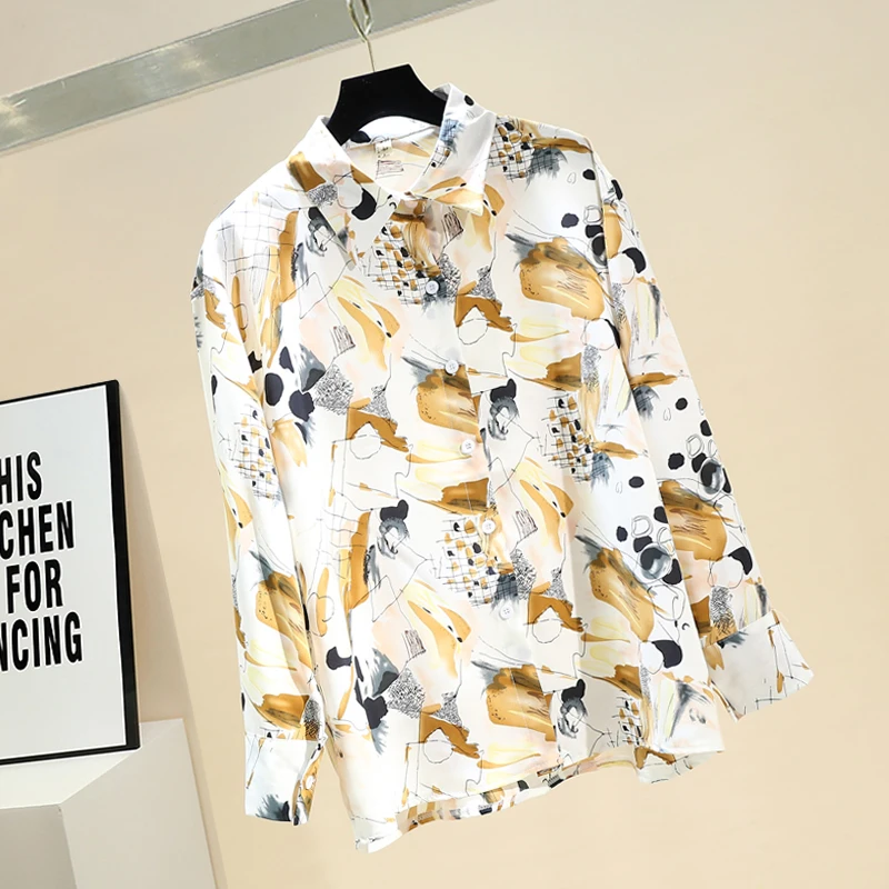 Женская шифоновая рубашка с принтом Blousr летняя свободная универсальная граффити