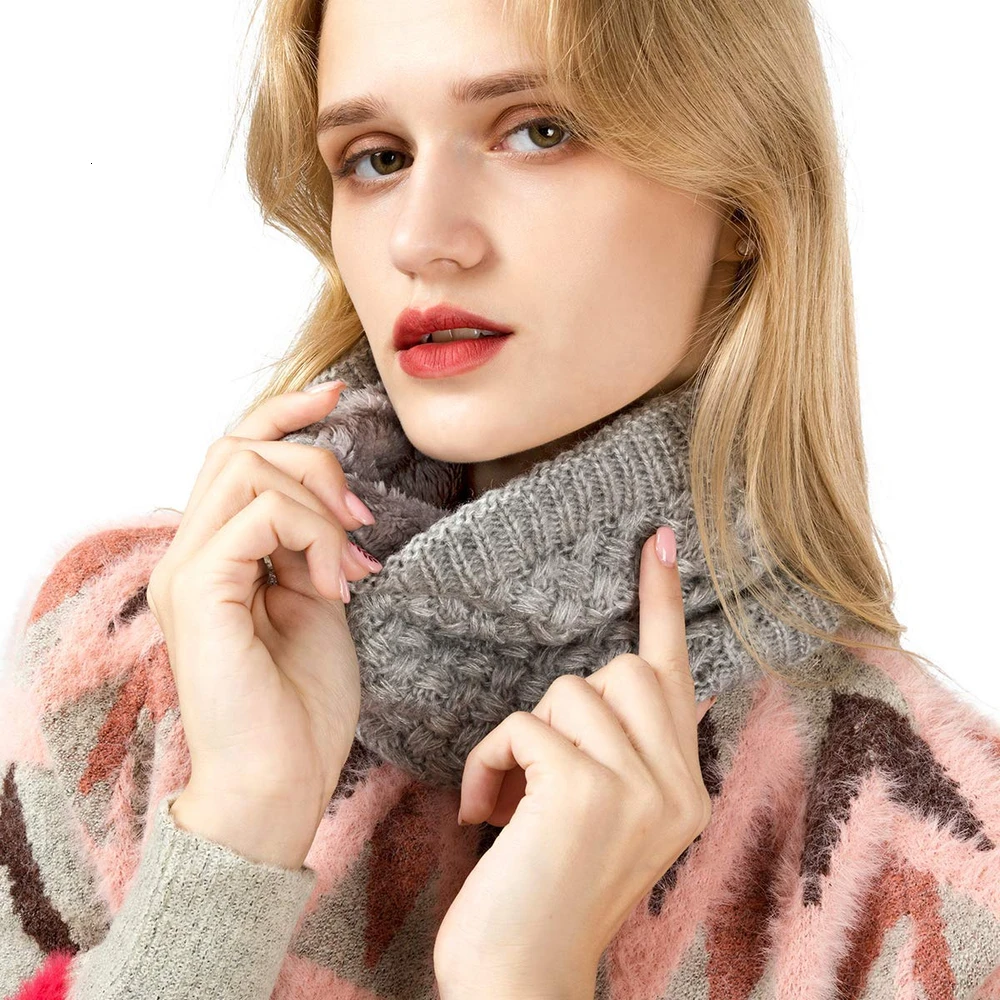 Шарф для женщин теплые вязаные Мягкие флисовые шарфы шеи двусторонняя повязка на