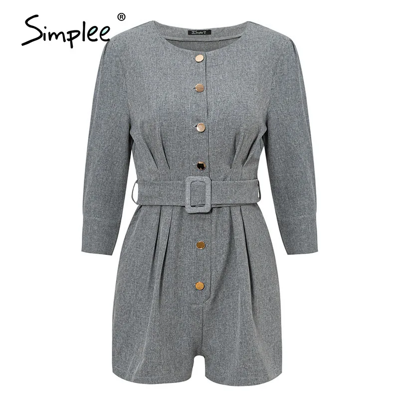 Simplee женский комбинезон солидный офисный ползунки короткий ретро осенний
