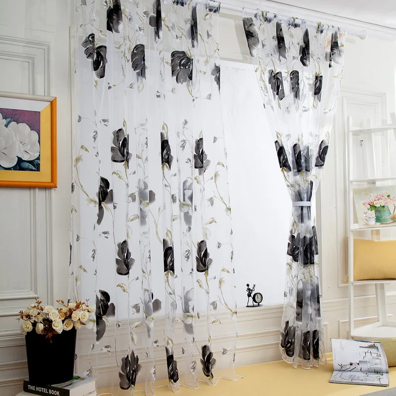 Новый Тюль отвесный занавес s цветочный узор печатный экран на окна оконная