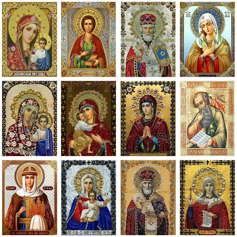 

5D DIY Diamond Painting Cross Stitch Virgin and Child Embroidery Mosaic Handmade Full Square Round Drill Wall Decor Craft Gift