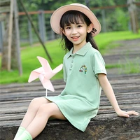 2021 casual summer children dresses cute embroidery cotton comfortable kids travel clothes girls polo shirts 6 color wholesale