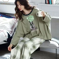 autumn and winter new casual simple loose pajamas coral fleece plus velvet thick thick warm home wear pajamas