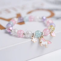 sweet bracelets for teen girls cute cartoon adjustable colorful holographic beaded bracelet friendship stretchy costume jewelry