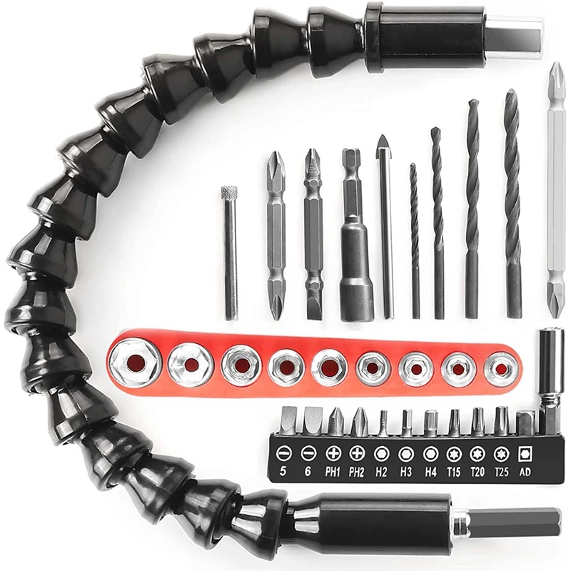 

Акция! 32 шт. гибкое сверло расширение комплект, отвертка гибкого вала биты вала, дрель удлинитель для головок-держатель с креплением вал мяг...