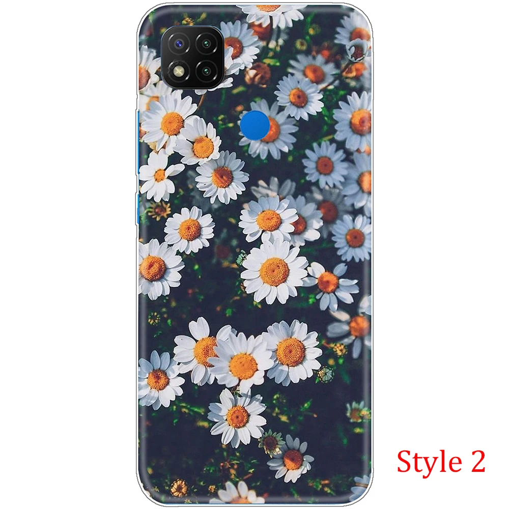 

for Xiaomi Redmi 9C Case luxury Flowers Transparent Tpu Soft Silicon Cover 360 Full Protective durable Etui Bumper Fundas Coque