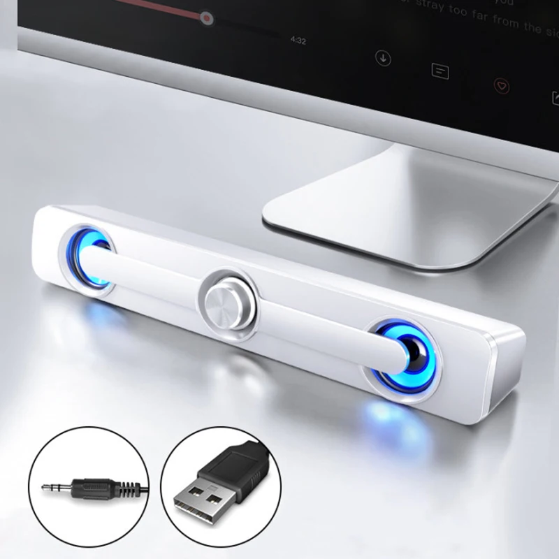 

V111 Computer bluetooth Speaker Desktop Soundbar Speakers Double Horn 4 Units Stereo Subwoofer Home Theater for PC TV 3W