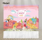 PHOTURT Candyland фон Baby Shower День рождения фон для фотосъемки с изображением розового цвета конфеты в мире Виниловый фон для фотосъемки с Украшения Опора