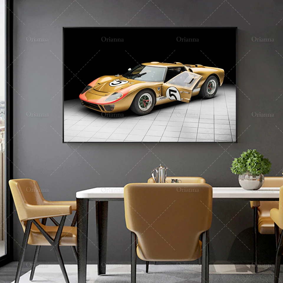 Coches Fords GT40 1966 24 часа настенное искусство домашний декор живопись HD принты современные плакаты холст квадратные модульные картины для подарк...