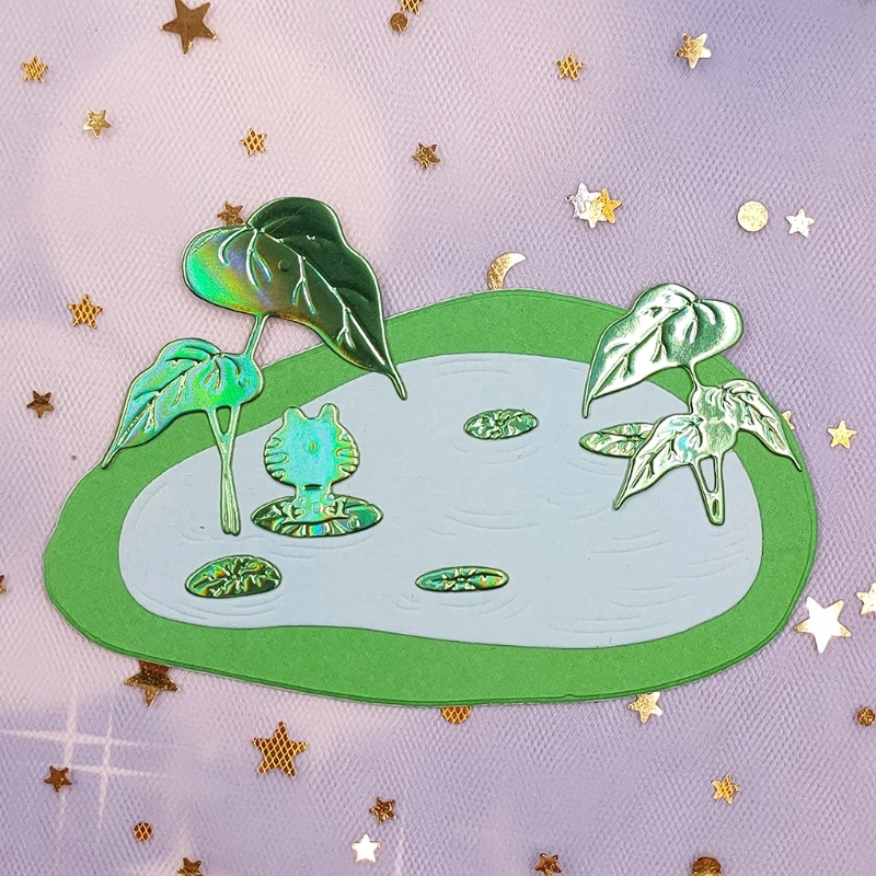 

T8NA Frog Leaf Pond Metal Cutting Dies Stencil DIY Scrapbooking Album Paper Card Template Mold Embossing Craft Decoration