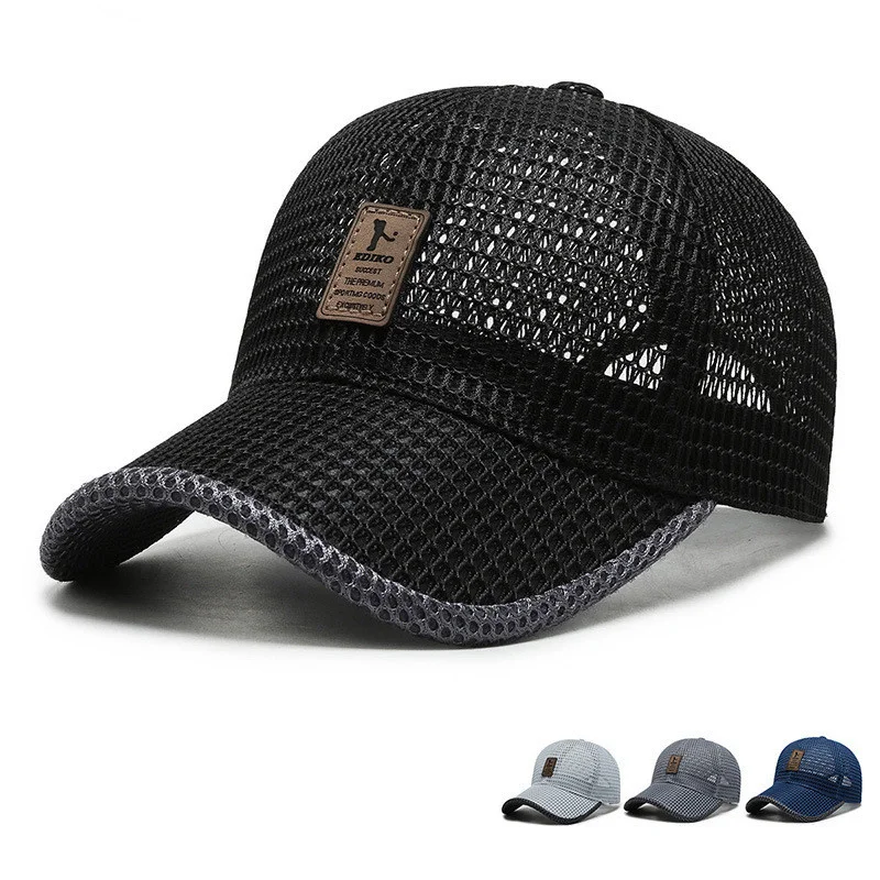 

Summer Unisex Men fishing Baseball Caps Women Breathable Mesh Snapback Hats Black Casual sport Hats Cap
