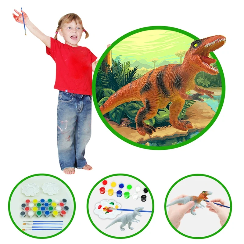 

43PCS DIY Painted Dinosaur White Blank Model Hand Painting Dinosaur Graffiti Game Pad Set