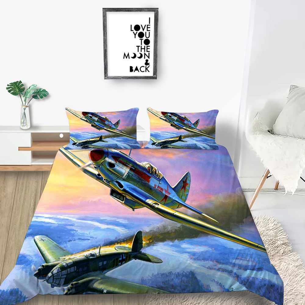 

Aircraft Bedding Set Artistic Classic Fashionable 3D Duvet Cover King Queen Twin Full Single Double Unique Design Bed Set