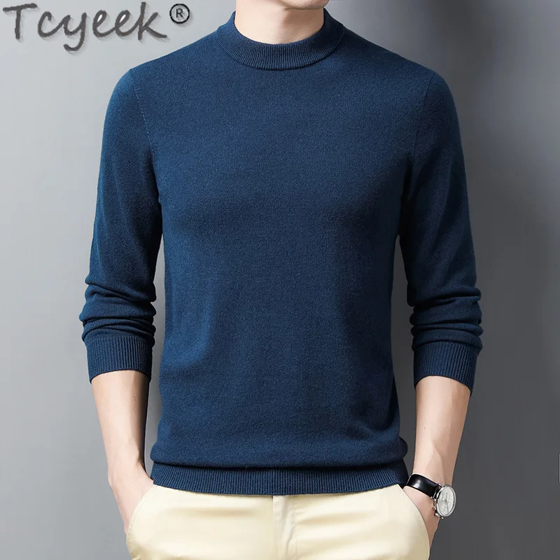 Мужской пуловер из 100% шерсти повседневный Теплый Свитер оверсайз в Корейском