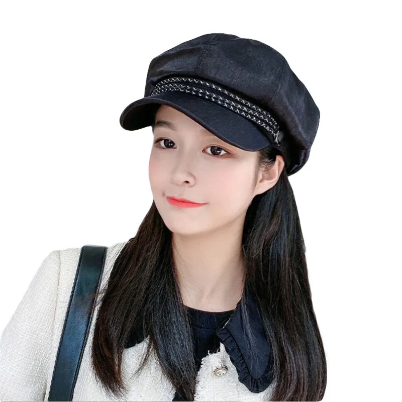 Новая модная военная шапка из искусственной кожи Осенняя Матросская для женщин и