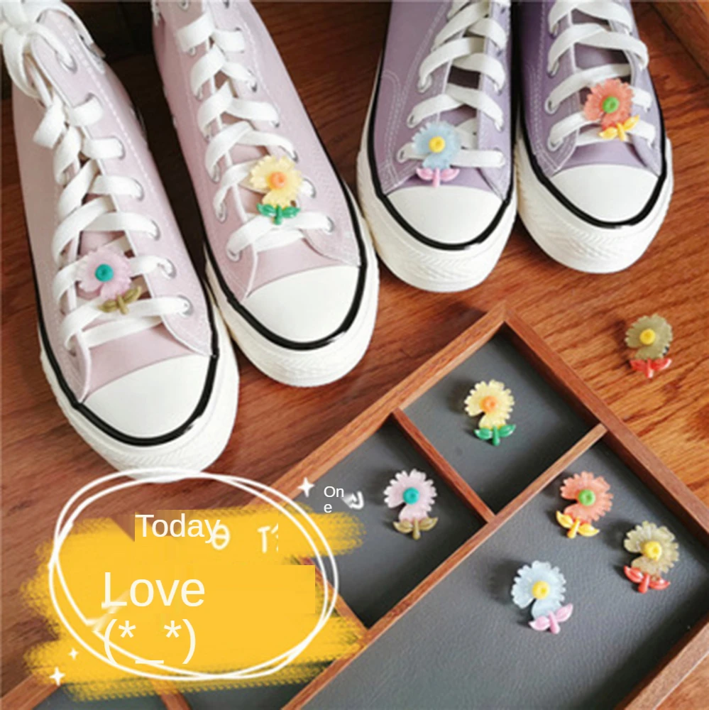 

1pair Diy Flowers Shoe Buckle Girls And Children's Shoes Accessories Charms Trend Creative Shoelaces Decorative Lace Decoration