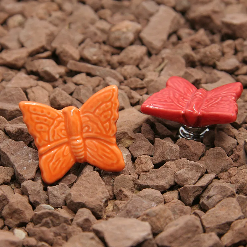 Butterfly Ceramic Handle and knobs Cartoon Pumpkin Handles Children furniture Drawer Pulls European Contemporary Contracted|handles knobs|ceramic