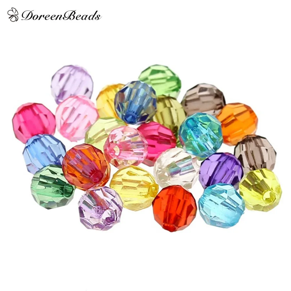 DoreenBeads 500 шт. Случайных Смешанных Цветов акриловые прозрачные граненые круглые