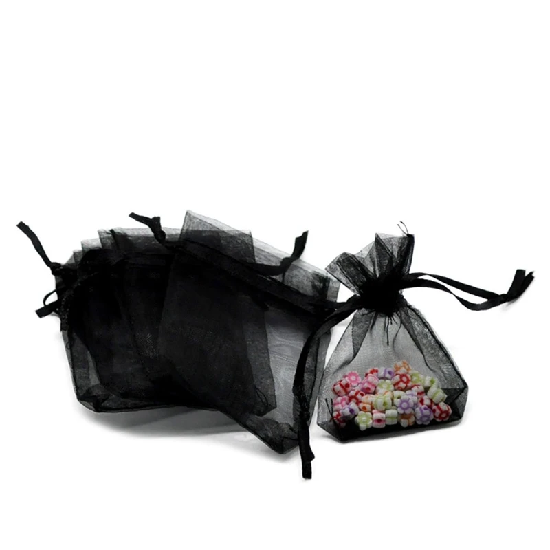 100 шт сумки/мешочки из органзы шнур раздвижной зажим для свадьбы ювелирные