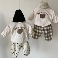 2021 autumn new baby girl tops long sleeve t shirt cartoon bear print cotton clothes toddler kids boys bottoming tee shirts 0 3y
