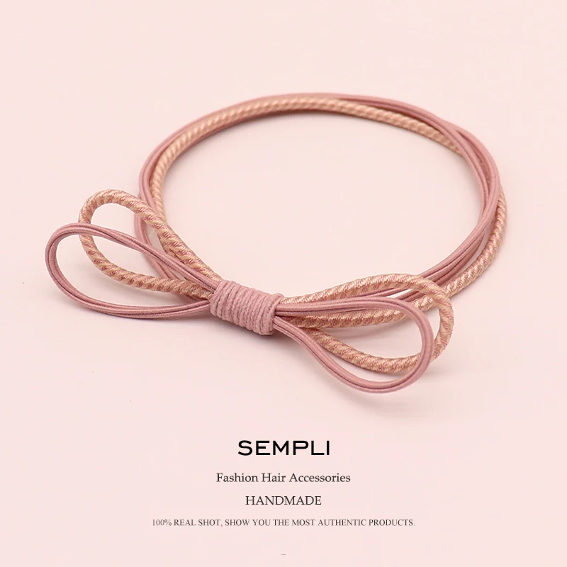 

Sempli 5 Colors Basic Bow Tie Spiral Stripes Elastic Hair Bands Headbands Women Girls Hairband Children Hair Accessories Rubber